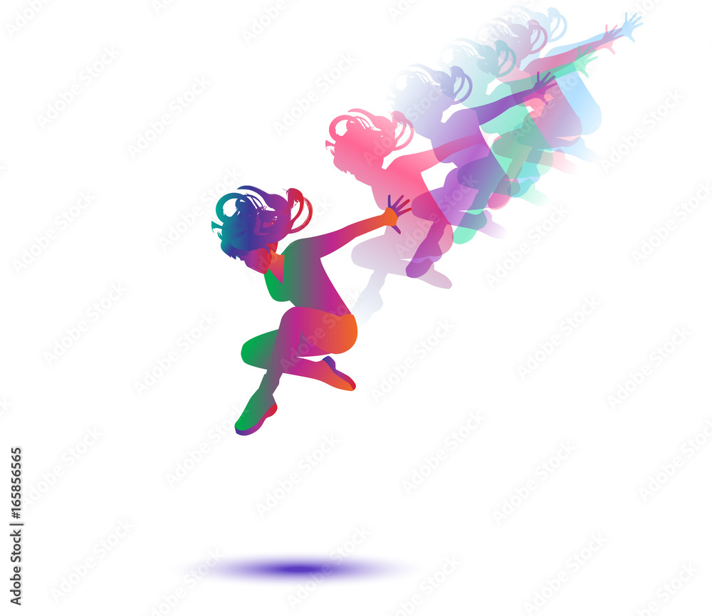 Woman dancer silhouette. Girl dancer isolated on white. Modern Dance ...