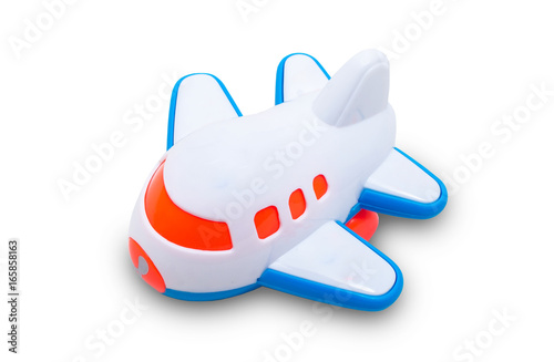 Plastic blue and white toy airplane