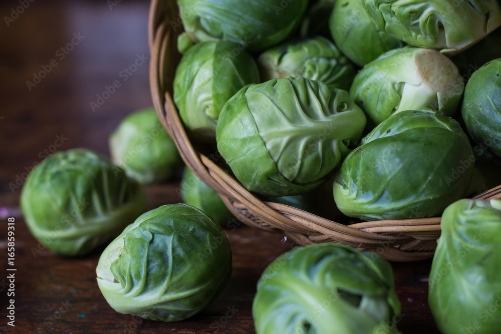 brussels sprouts in a basket brussels sprouts in a basket