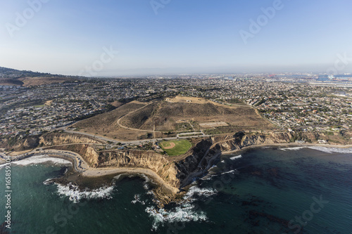 Aerial view Whites Point on the San Pedro coastline in Los Angeles, California.