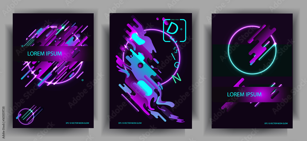 Abstract compositions from the rounded bands, futuristic and modern and neon colors. Vector templates for posters, banners, flyers and presentations. Vector image