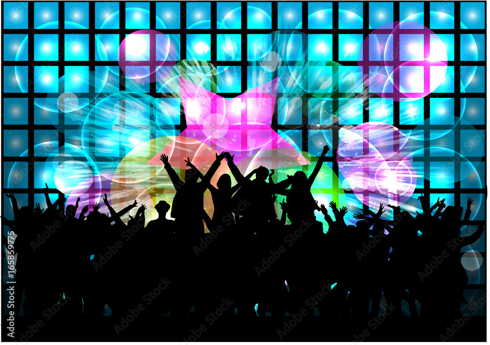 Dancing people silhouettes. Abstract background.