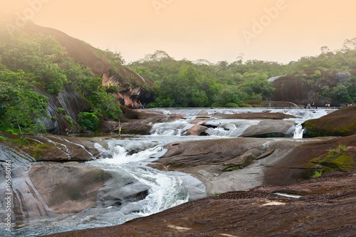 Tham Phra Waterfall Seka District Bung Kan province Thailand ,On rainy day