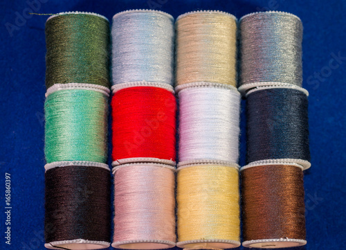 Colorful Cotton Reel Spools of Sewing Thread