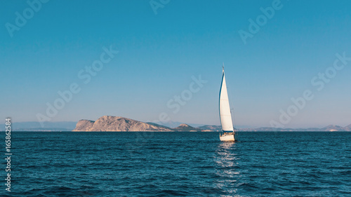Sailboat in the Aegean sea. Luxury Sailing.
