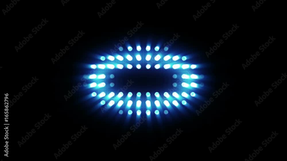 Bright flood blue lights flashing. Bright flood blue lights flashing.