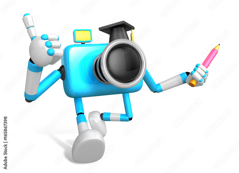 The best gesture of the left hand is taking Master Sky Blue Camera Character. The right hand grasp pencil. Create 3D Camera Robot Series. The best gesture of the left hand is taking Master Sky Blue Camera Character. The right hand grasp pencil. Create 3D Camera Robot Series.