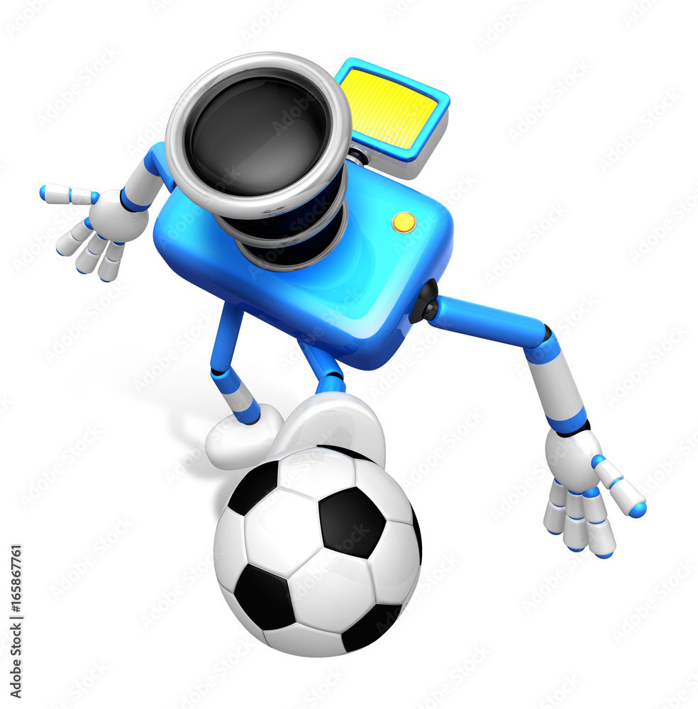 Over instelling dat is alles Ongeschikt Strong 3d Camera character kicking a soccer ball. Create 3D Camera Robot  Series. Stock Illustration | Adobe Stock