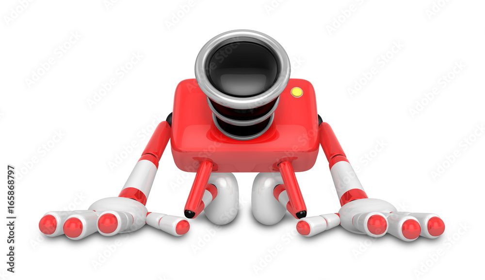 Red Camera Character kneel in prayer. Create 3D Camera Robot Series. Red Camera Character kneel in prayer. Create 3D Camera Robot Series.