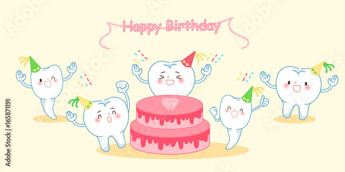 cute cartoon tooth feel happily