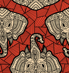 Fotobehang Rood patronen Boho patroon etnische motieven  © AnaMaria