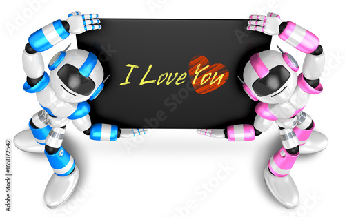 Lift a Robots board  Holding. 3D Robot Character