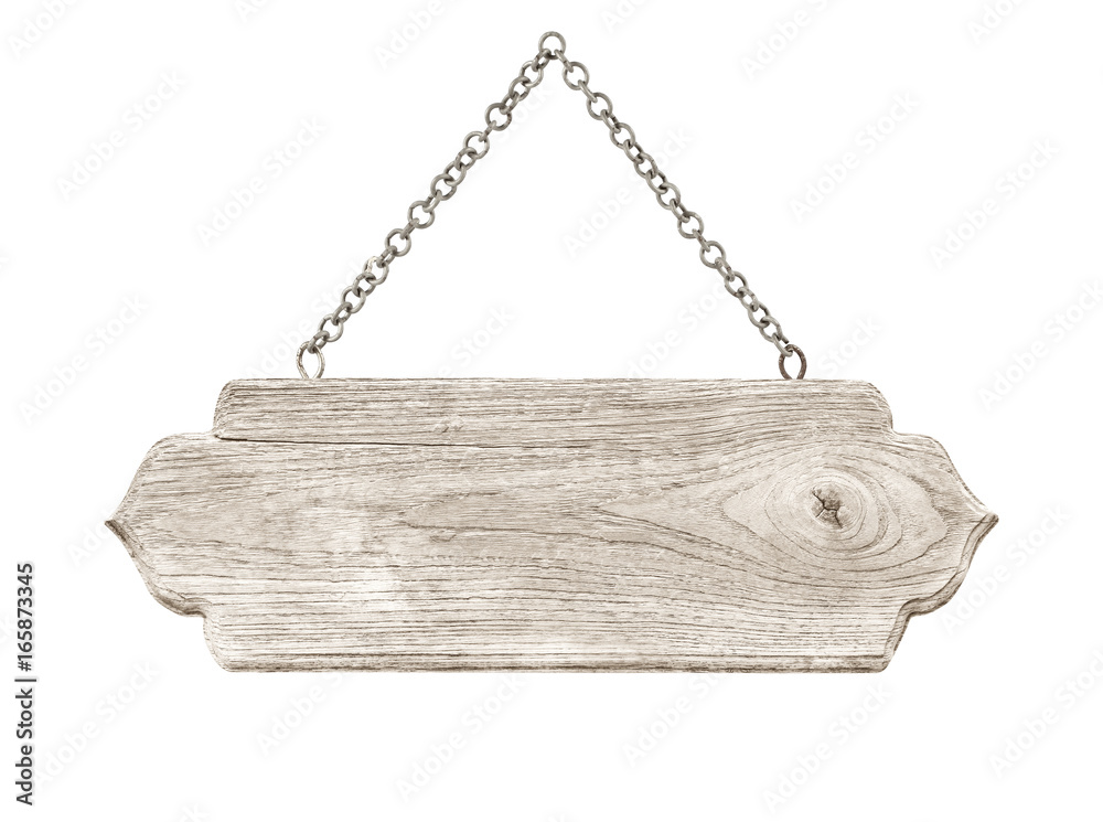 blank wooden sign hanging on a chain. isolated on white blank wooden sign hanging on a chain. isolated on white