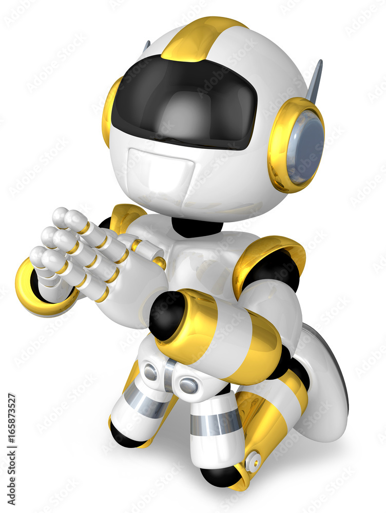 Prayer and Gold Robot. 3D Robot Character Design Prayer and Gold Robot. 3D Robot Character Design