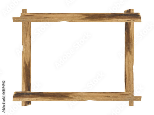 Picture frames made of plank wood isolated on white background