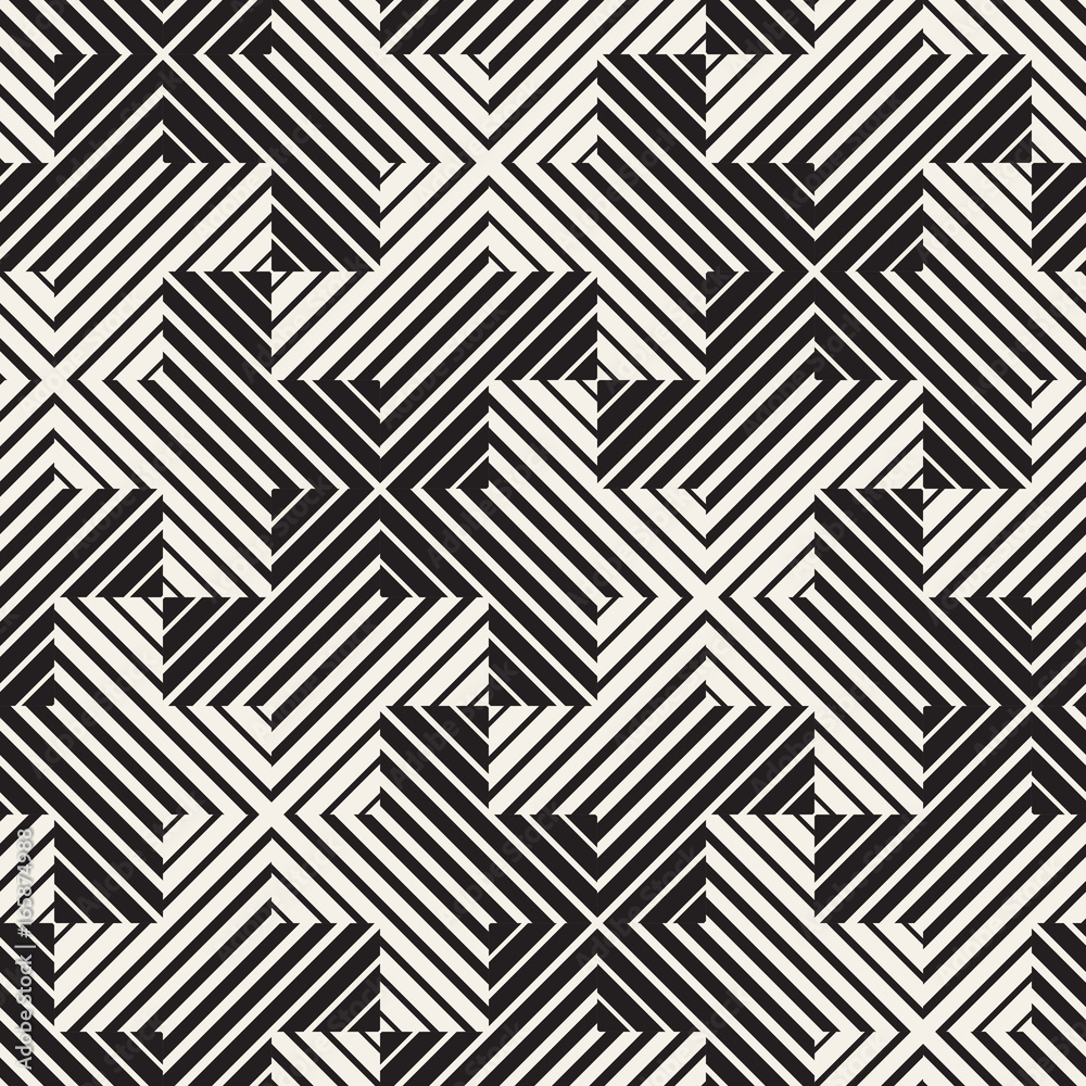 Vector Seamless Black And White Lines Pattern Abstract Background. Cross Shapes Geometric Tiling Ornament. Vector Seamless Black And White Lines Pattern Abstract Background. Cross Shapes Geometric Tiling Ornament.