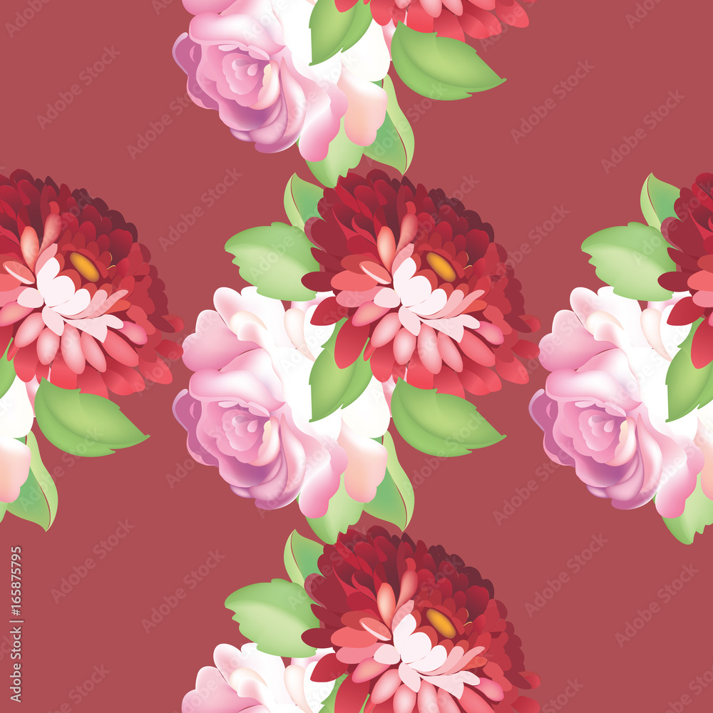 Seamless rose pattern. Vector illustration