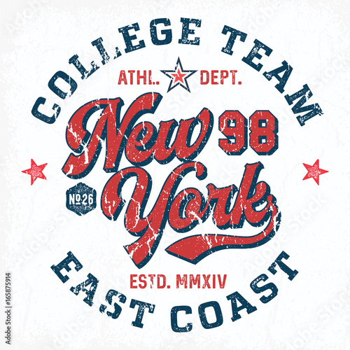 New York College Team - Tee Design For Print