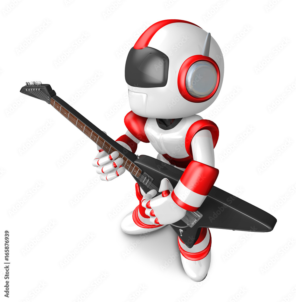 To the left toward the Red Robot Character playing the guitar. Create 3D Humanoid Robot Series. To the left toward the Red Robot Character playing the guitar. Create 3D Humanoid Robot Series.