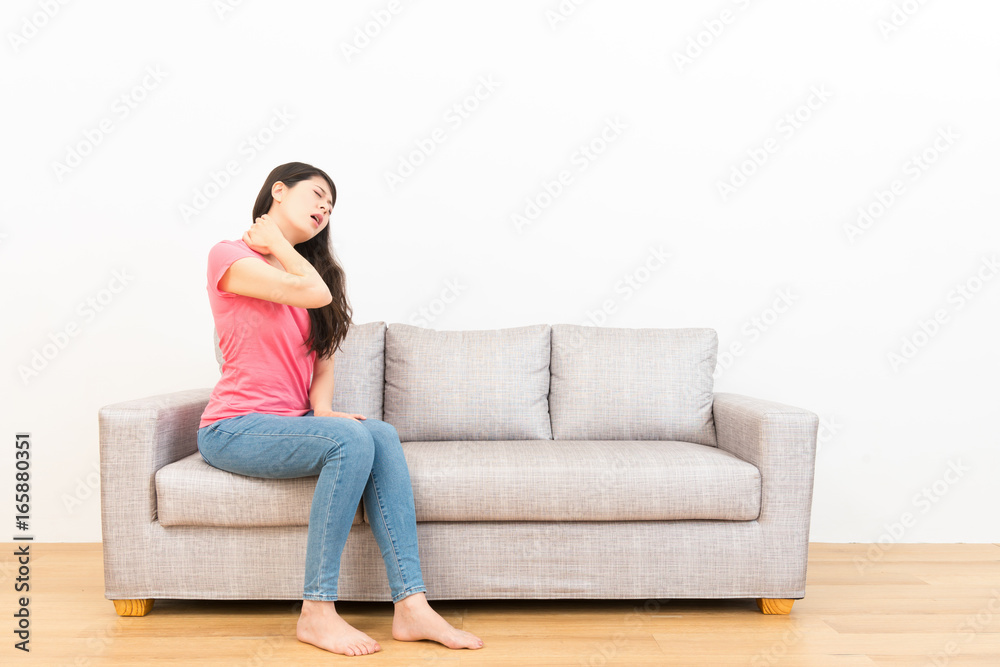 woman working fatigue everyday feeling neck pain woman working fatigue everyday feeling neck pain