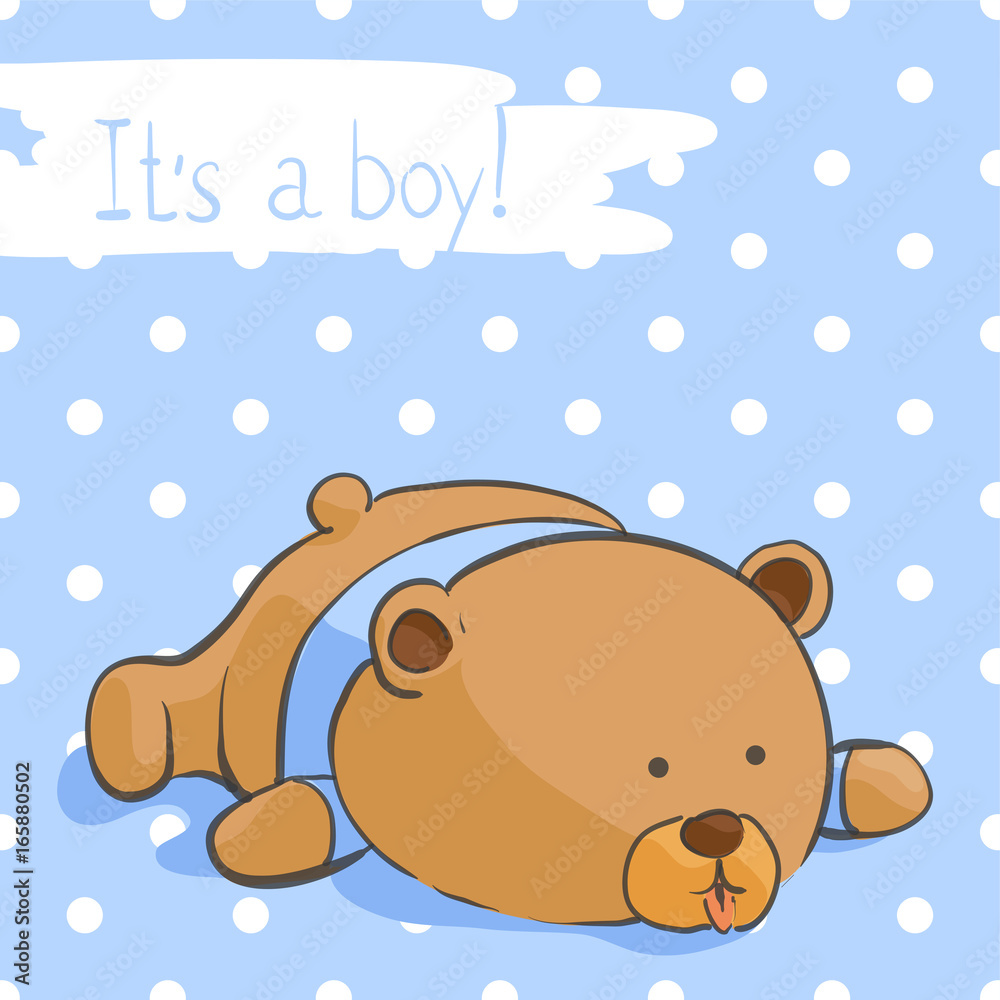 Postcard with a funny bear for a boy