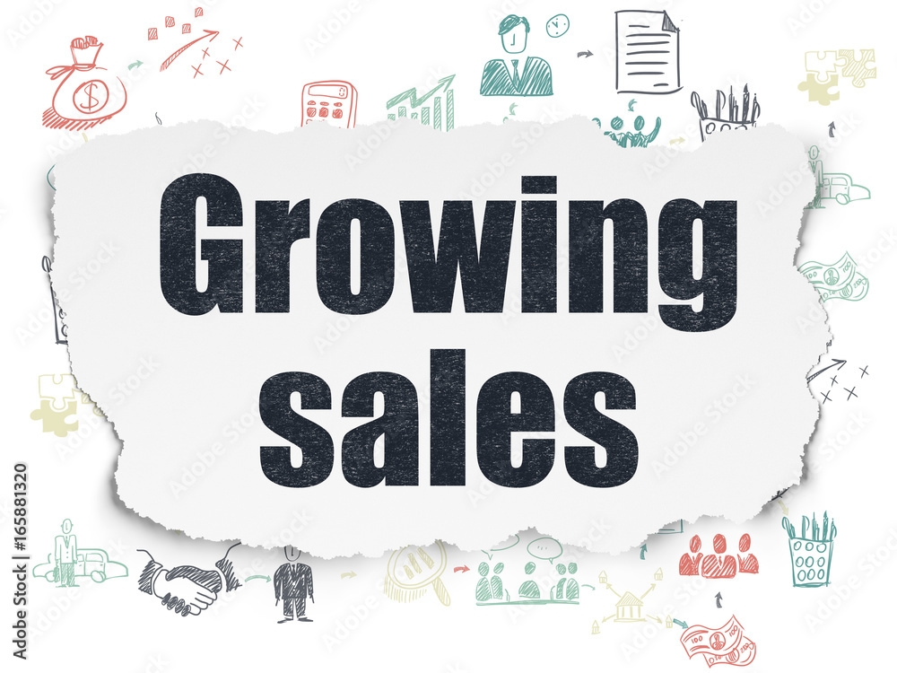 Fototapeta premium Finance concept: Growing Sales on Torn Paper background