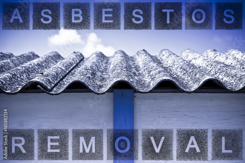 Asbestos removal concept image with text