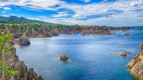 Sea view from hill at Sado island Japan