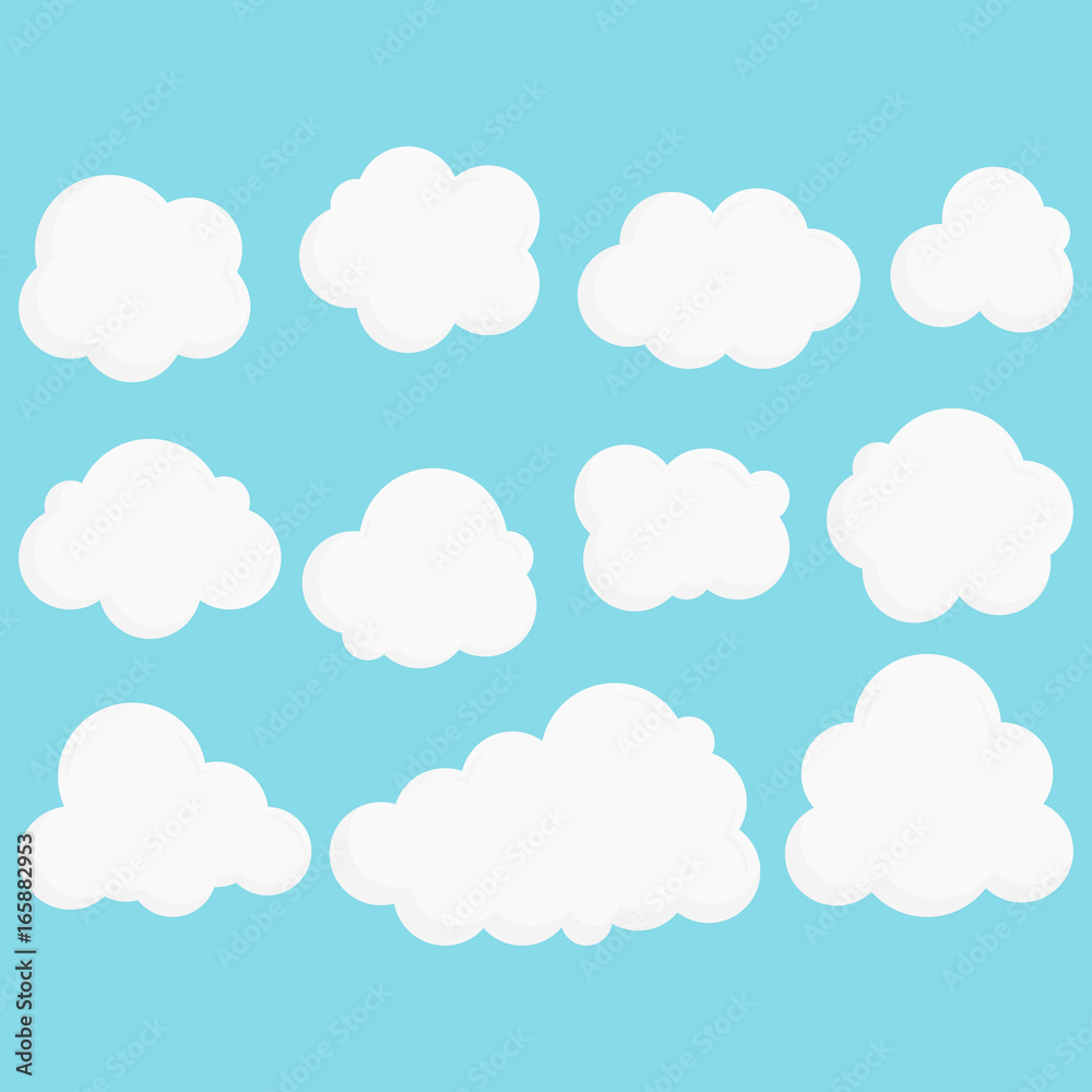 Clouds Collection On Blue Background