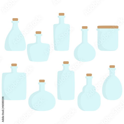 Empty Bottles Collection In White Background