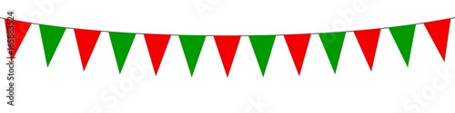 Guirlande, fanions rouges et verts