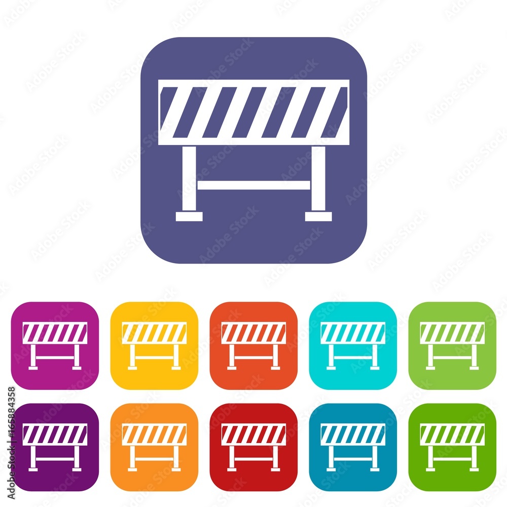 Traffic barrier icons set Traffic barrier icons set