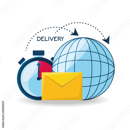 global delivery with choronometer and e-mail message