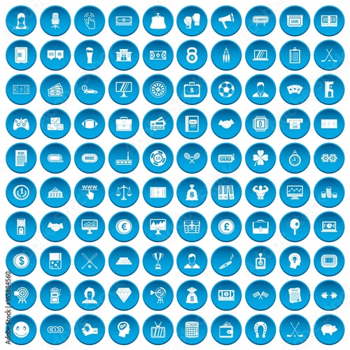 100 sweepstakes icons set blue