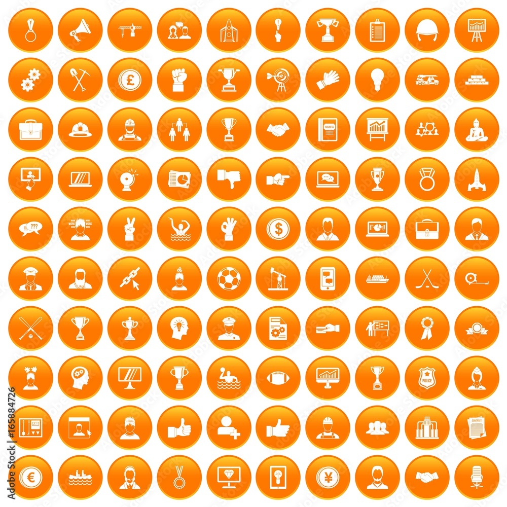 100 leadership icons set orange 100 leadership icons set orange