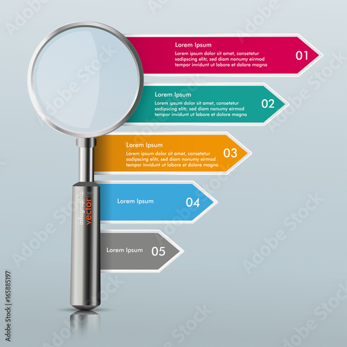Infografik mit Lupe mit Pfeilen als Wegweiser
