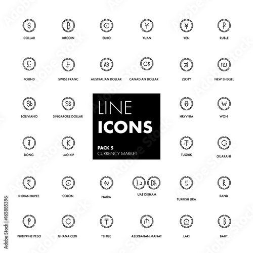 Line icons set. Currency market.