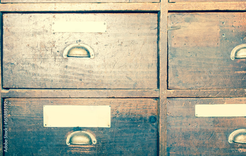 Facades of wooden drawers retro photo