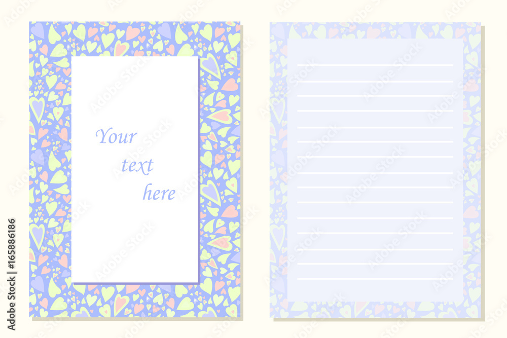 Template for greeting card with hearts Template for greeting card with hearts