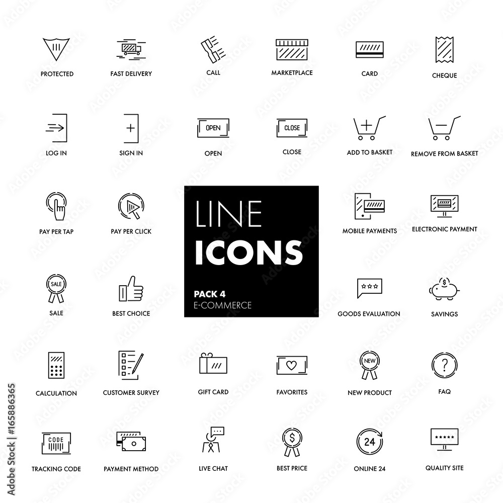Line icons set. E-commerce 