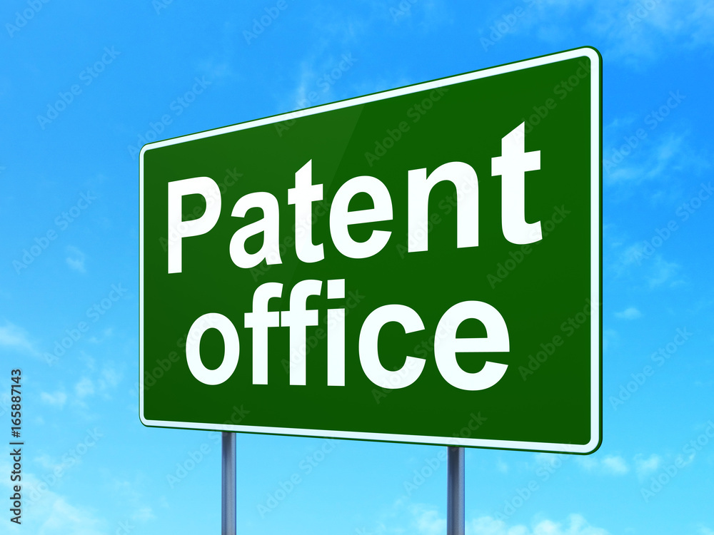 Law concept: Patent Office on road sign background Law concept: Patent Office on road sign background