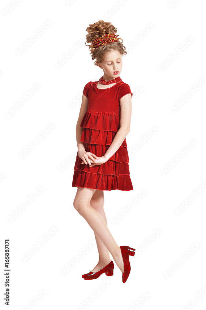 little girl with retro hairstyle little girl with retro hairstyle