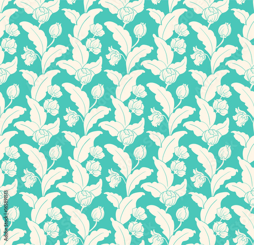 Turquoise Flowers Pattern © AnaMaria