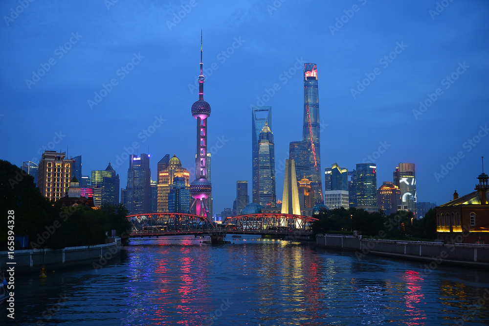 Fototapeta premium Shanghai world financial center skyscrapers