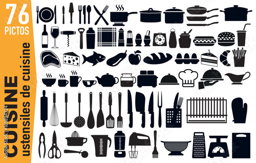 icône - cuisine - ustensile - cuisiner - matériel -cuisinier - pictogramme - alimentation photo