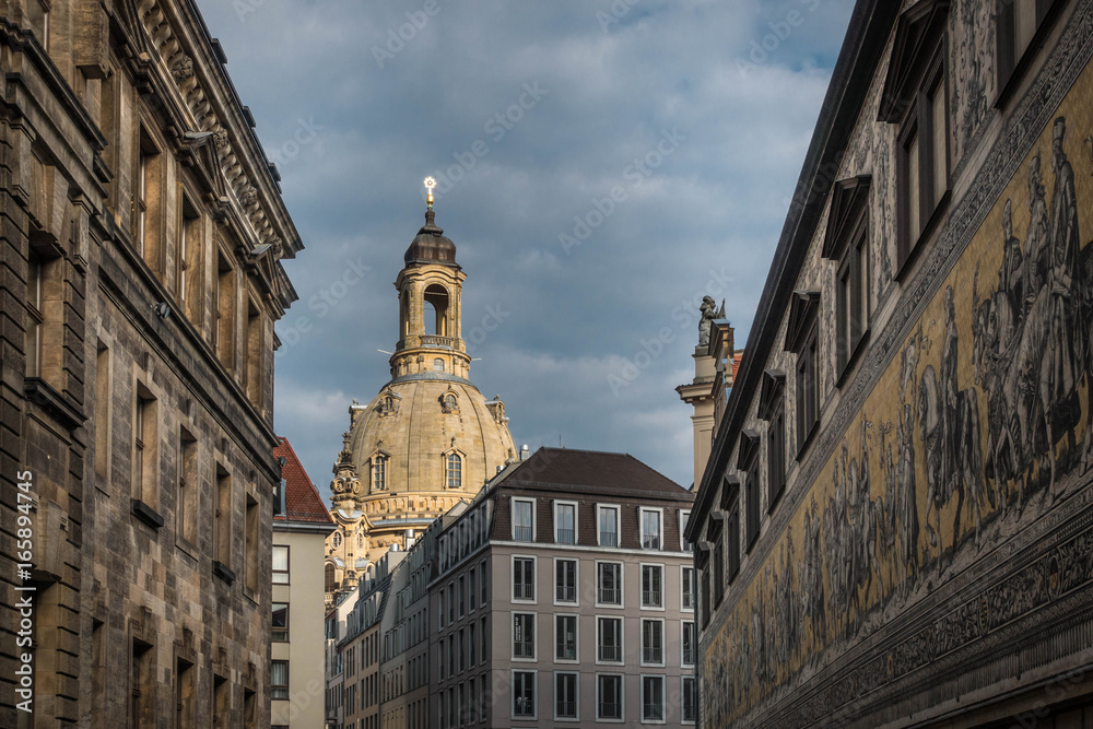 Dresden Frauenkirche in city Dresden against sky