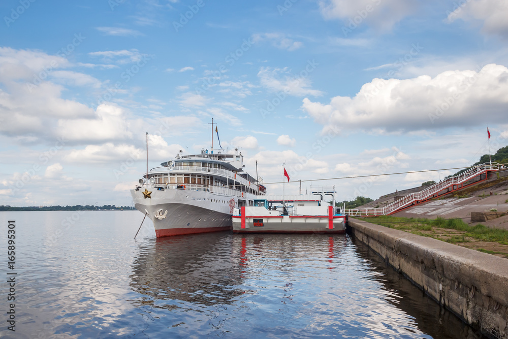 Passenger ship is at the pier in Nizhny Novgorod Passenger ship is at the pier in Nizhny Novgorod