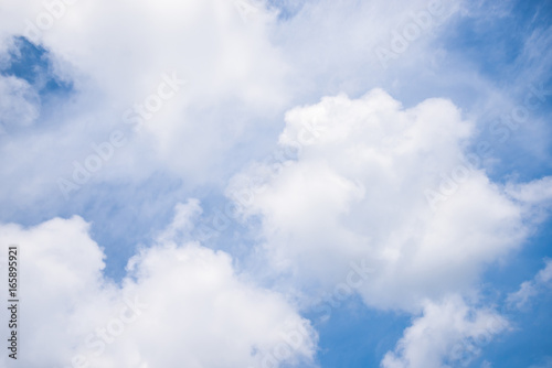 Fantastic soft white clouds against blue sky background