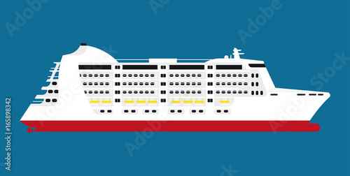 Big spacious white cruise liner isolated cartoon illustration