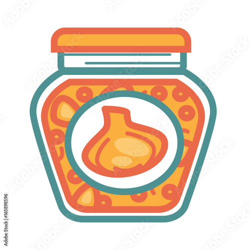 Jar with pickled garlic